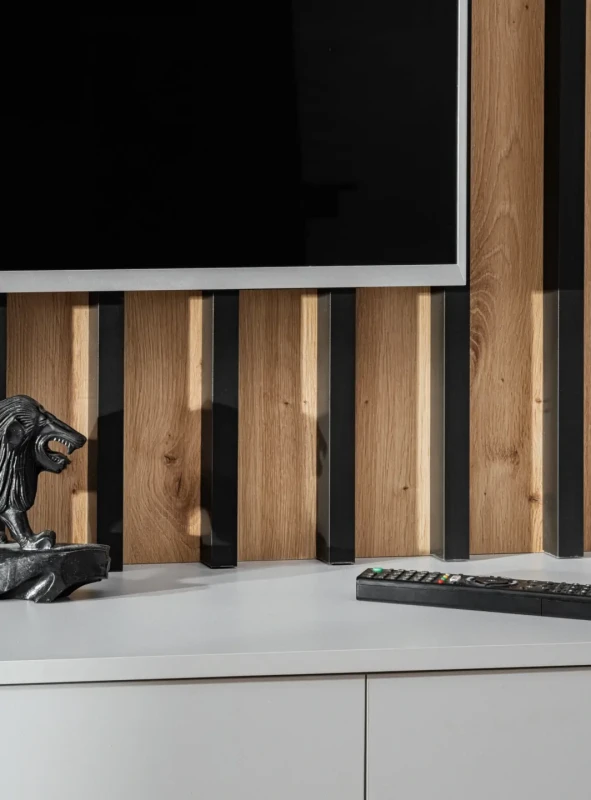 Meblościanka Verti z oświetleniem LED panel ścienny z lamelami do salonu