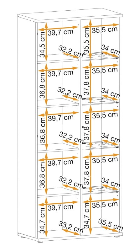 Witryna wysoka Cameron 80 cm z LED do salonu czarny/hickory jackson