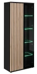 Witryna wysoka Cameron 80 cm z LED do salonu czarny/hickory jackson