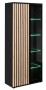 Witryna wysoka Cameron 80 cm z LED do salonu czarny/hickory jackson