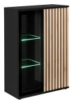 Witryna niska Cameron 80 cm z LED do salonu czarny/hickory jackson
