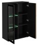 Witryna niska Cameron 80 cm z LED do salonu czarny/hickory jackson
