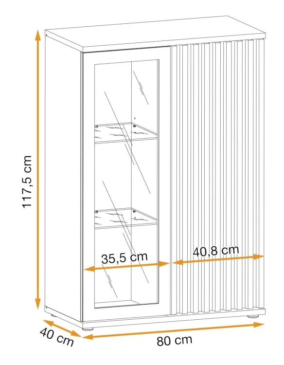Witryna niska Cameron 80 cm z LED do salonu czarny/hickory jackson