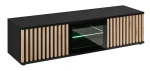 Szafka RTV Cameron 163 cm z LED do salonu czarny/hickory jackson