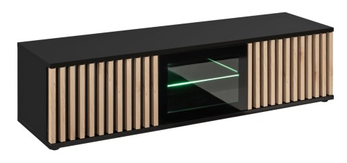 Szafka RTV Cameron 163 cm z LED do salonu czarny/hickory jackson