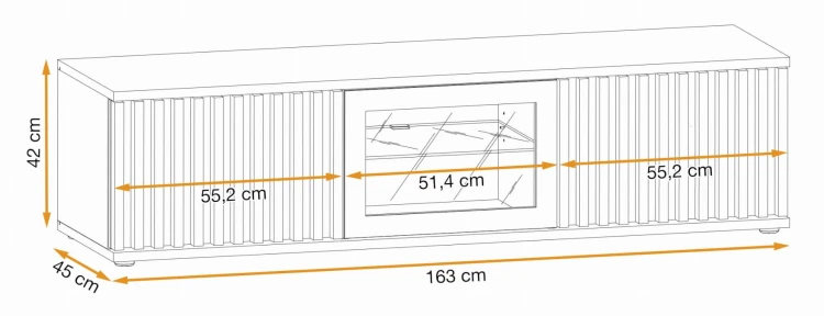 Szafka RTV Cameron 163 cm z LED do salonu czarny/hickory jackson