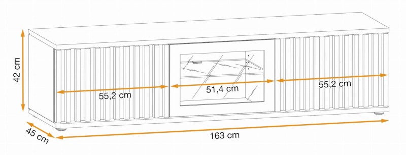 Szafka RTV Cameron 163 cm z LED do salonu czarny/hickory jackson