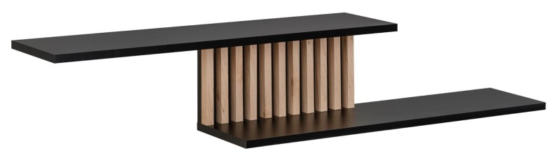 Półka wisząca Cameron 162 cm z lamelami do salonu czarny/hickory jackson