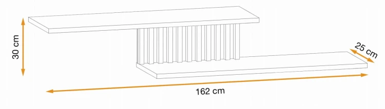 Półka wisząca Cameron 162 cm z lamelami do salonu czarny/hickory jackson