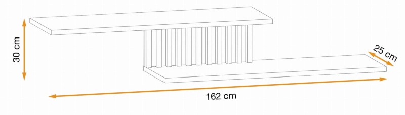 Półka wisząca Cameron 162 cm z lamelami do salonu czarny/hickory jackson