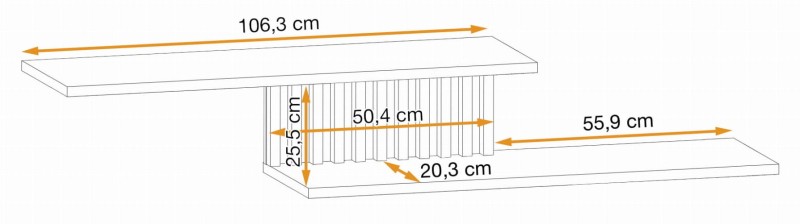 Półka wisząca Cameron 162 cm z lamelami do salonu czarny/hickory jackson