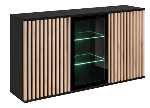 Komoda Cameron 163 cm z oświetleniem LED do salonu czarny/hickory jackson