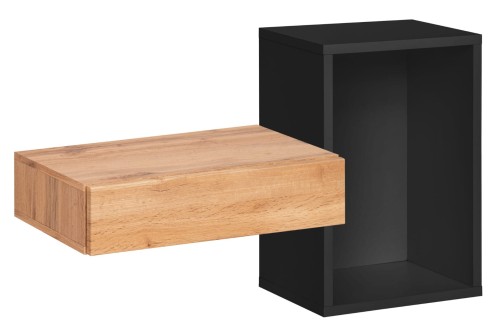 Półka z szufladą Easy II 100 cm zestaw ścienny do przedpokoju dąb wotan/czarny