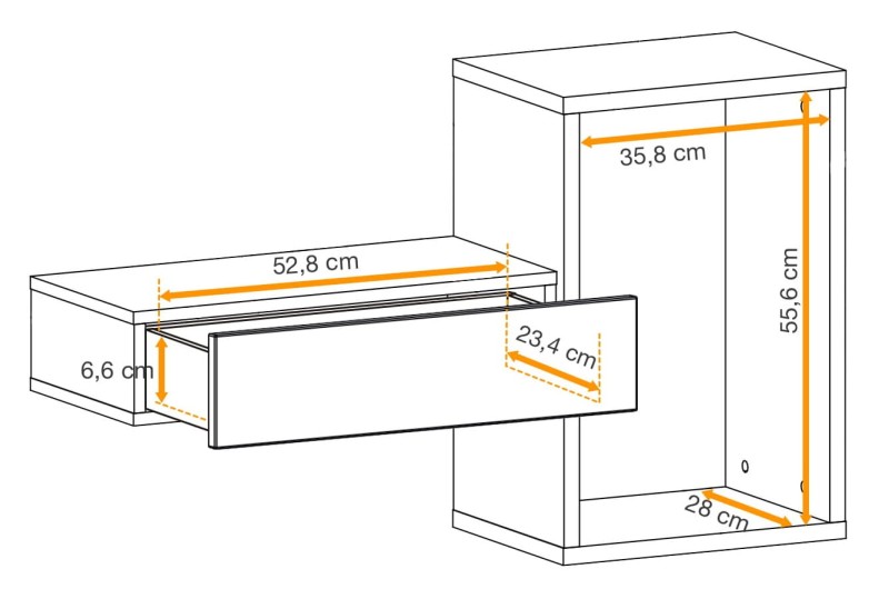 Półka z szufladą Easy II 100 cm zestaw ścienny do przedpokoju dąb wotan/czarny