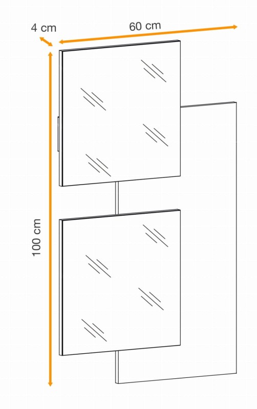 Panel ścienny Easy I 60 cm z lustrami do przedpokoju dąb wotan/biały