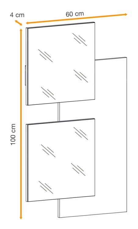 Panel ścienny Easy I 60 cm z lustrami do przedpokoju dąb wotan/czarny