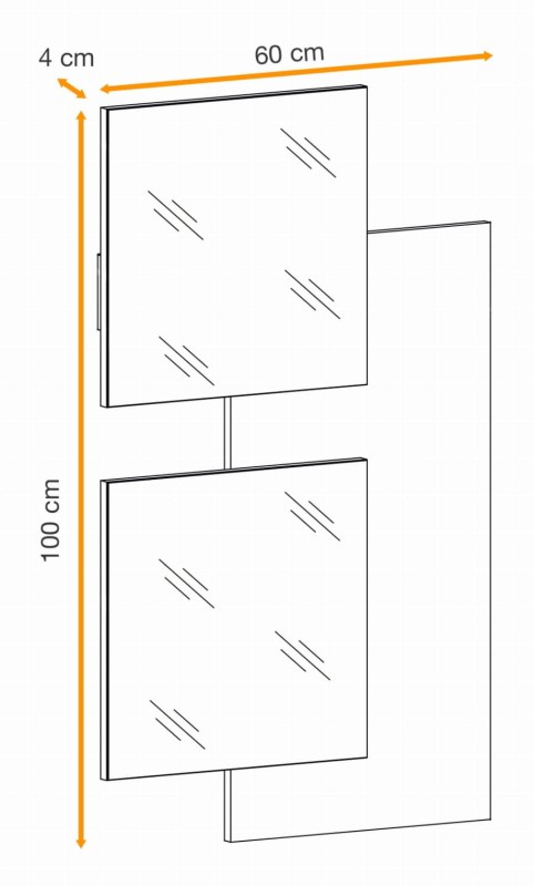 Panel ścienny Easy I 60 cm z lustrami do przedpokoju dąb wotan/czarny