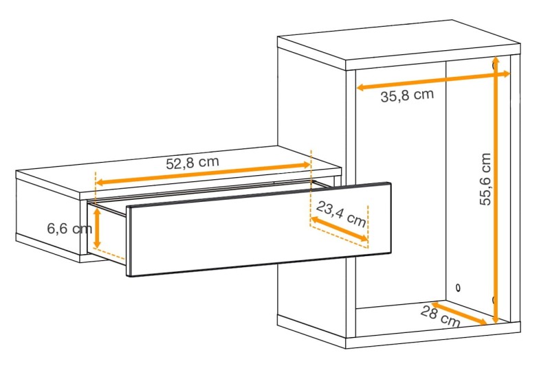 Półka z szufladą Easy II 100 cm zestaw ścienny do przedpokoju dąb wotan/biały