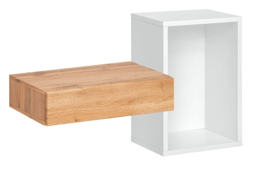 Półka z szufladą Easy II 100 cm zestaw ścienny do przedpokoju dąb wotan/biały