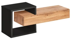 Półka z szufladą Easy III 100 cm zestaw ścienny do przedpokoju dąb wotan/czarny