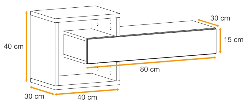 Półka z szufladą Easy III 100 cm zestaw ścienny do przedpokoju dąb wotan/czarny
