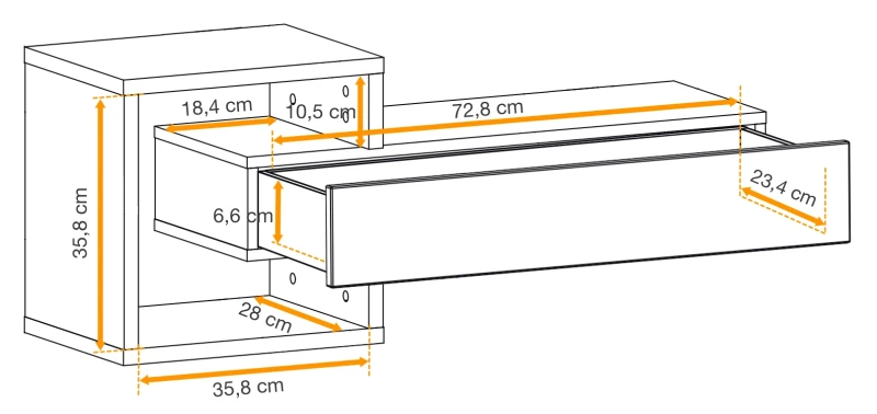 Półka z szufladą Easy III 100 cm zestaw ścienny do przedpokoju dąb wotan/czarny