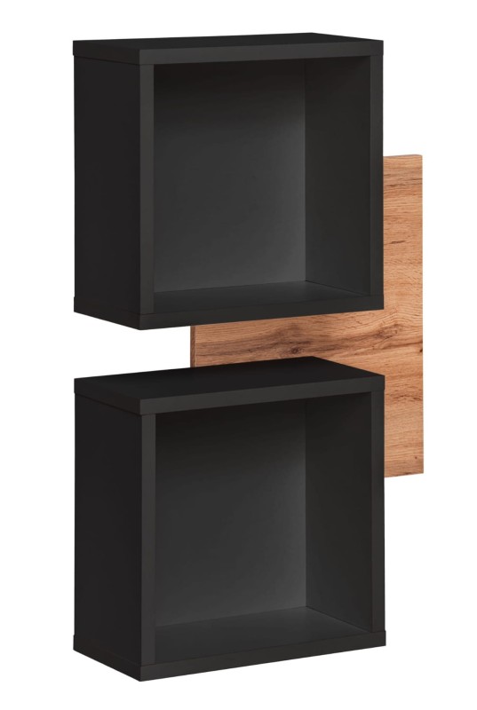 Panel ścienny Easy IV 60 cm z dwiema półkami do przedpokoju dąb wotan/czarny