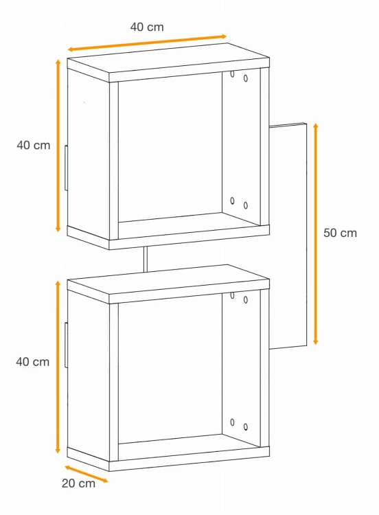 Panel ścienny Easy IV 60 cm z dwiema półkami do przedpokoju dąb wotan/czarny