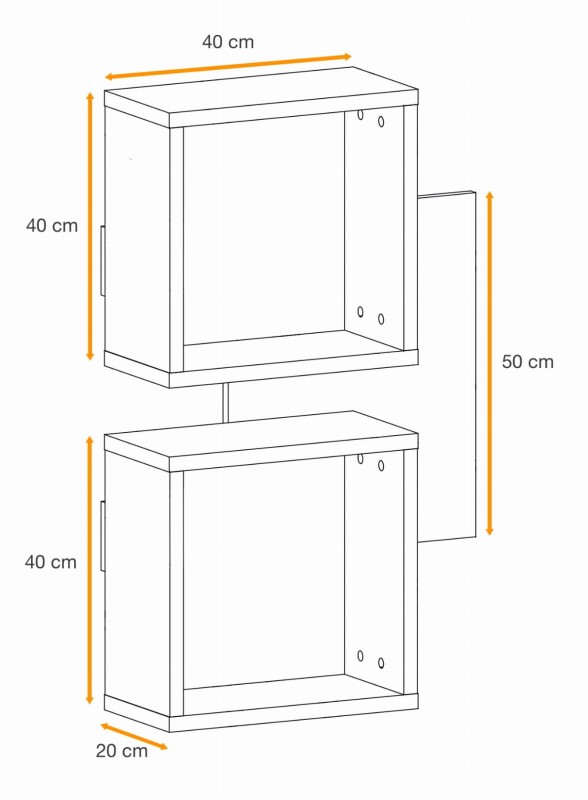 Panel ścienny Easy IV 60 cm z dwiema półkami do przedpokoju dąb wotan/czarny