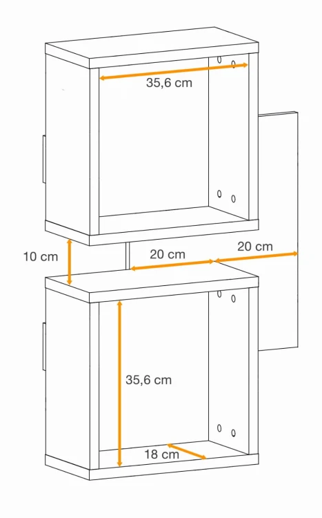 Panel ścienny Easy IV 60 cm z dwiema półkami do przedpokoju dąb wotan/czarny