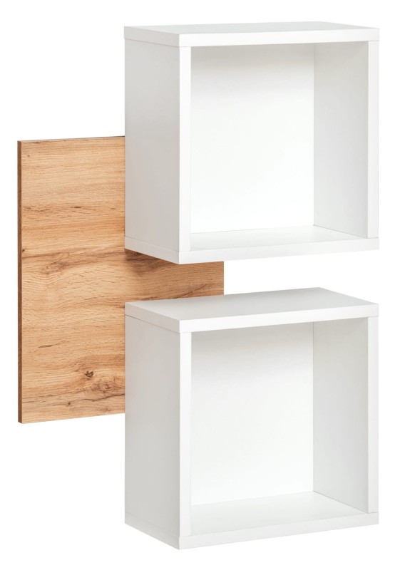Panel ścienny Easy IV 60 cm z dwiema półkami do przedpokoju dąb wotan/biały