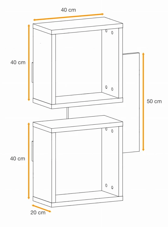 Panel ścienny Easy IV 60 cm z dwiema półkami do przedpokoju dąb wotan/biały