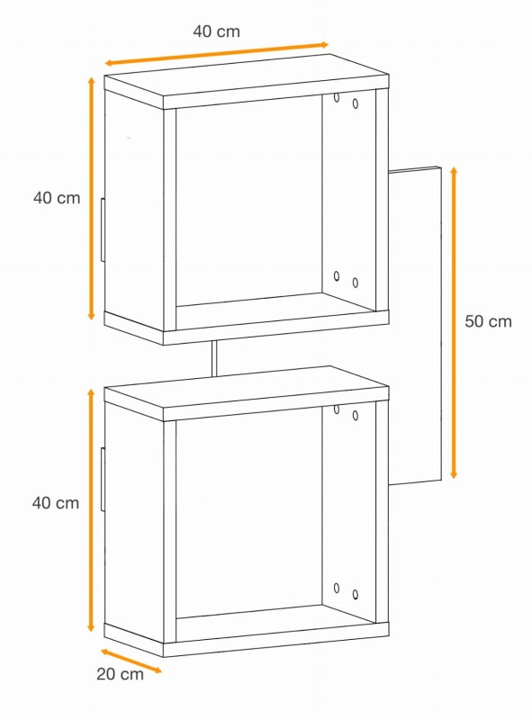 Panel ścienny Easy IV 60 cm z dwiema półkami do przedpokoju dąb wotan/biały