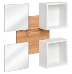 Panel ścienny Easy VII 100 cm z 2 półkami i 2 lustrami do przedpokoju dąb wotan/biały
