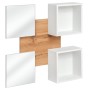 Panel ścienny Easy VII 100 cm z 2 półkami i 2 lustrami do przedpokoju dąb wotan/biały