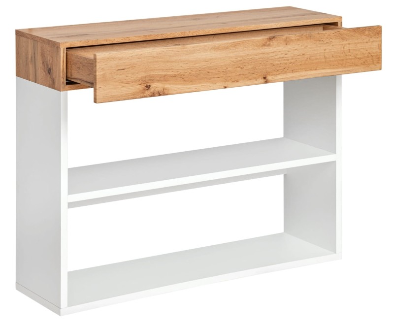Konsola Easy VIII 100 cm z szufladą do przedpokoju dąb wotan/biały