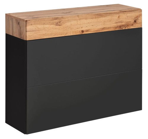 Szafka na buty Easy IX 100 cm wisząca z szufladą do przedpokoju dąb wotan/czarny