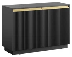 Komoda Royal 104 cm dwudrzwiowa 4 półki do salonu czarny/złote uchwyty