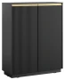Komoda wysoka Royal 104 cm dwudrzwiowa 6 półek do salonu czarny/złote uchwyty