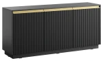 Komoda Royal 154 cm trzydrzwiowa 6 półek do salonu czarny/złote uchwyty