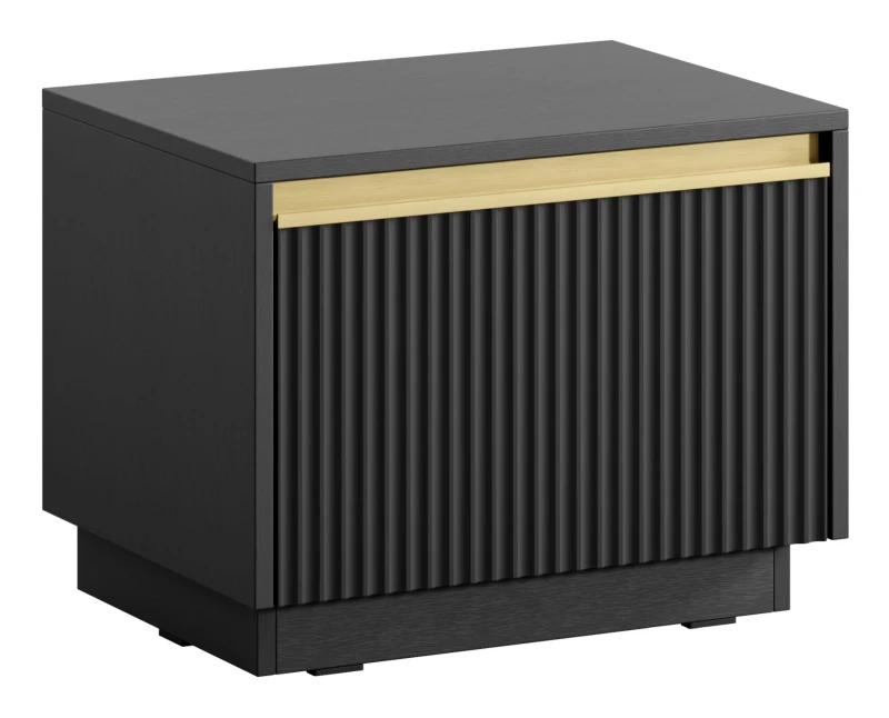 Szafka nocna Royal 54 cm z szufladą do sypialni czarny/złoty uchwyt
