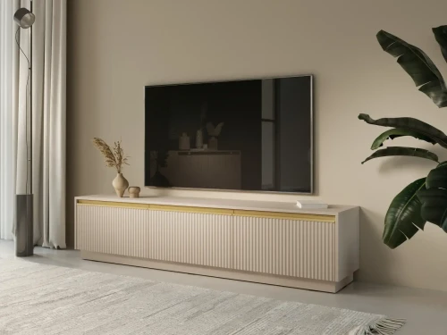 Szafka RTV Royal 180 cm frezowane fronty do salonu beż piaskowy/złoty