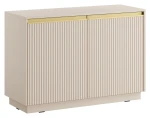 Komoda Royal 104 cm dwudrzwiowa 4 półki do salonu beż piaskowy/złoty