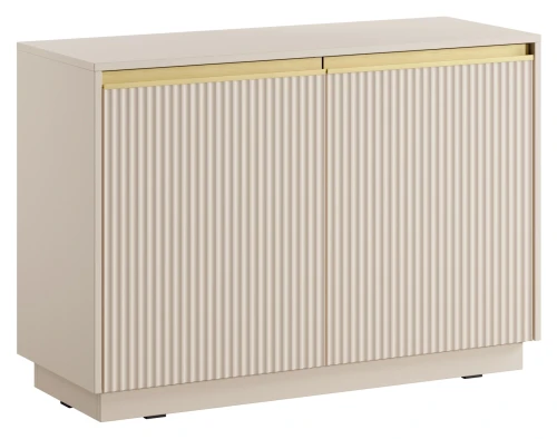 Komoda Royal 104 cm dwudrzwiowa 4 półki do salonu beż piaskowy/złoty