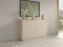 Komoda Royal 104 cm dwudrzwiowa 4 półki do salonu beż piaskowy/złoty