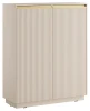 Komoda wysoka Royal 104 cm dwudrzwiowa 6 półek do salonu beż piaskowy/złoty