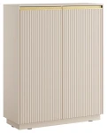 Komoda wysoka Royal 104 cm dwudrzwiowa 6 półek do salonu beż piaskowy/złoty