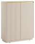 Komoda wysoka Royal 104 cm dwudrzwiowa 6 półek do salonu beż piaskowy/złoty