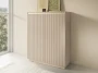 Komoda wysoka Royal 104 cm dwudrzwiowa 6 półek do salonu beż piaskowy/złoty
