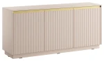 Komoda Royal 154 cm trzydrzwiowa 6 półek do salonu beż piaskowy/złoty